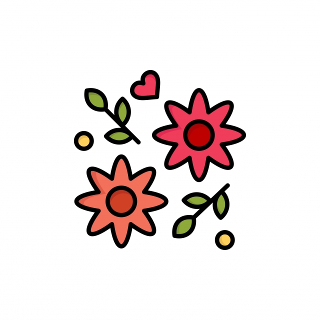 640x640 Flower Gift Love Wedding Flat Color Icon Vector Icon Banner, Arrow