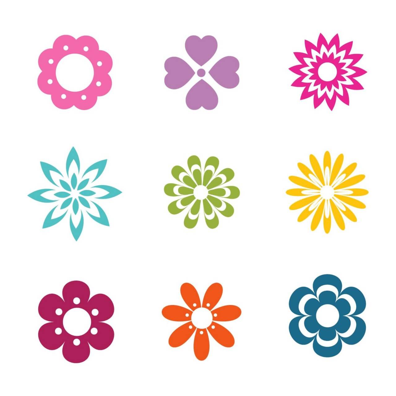 1280x1280 Free Vector Vector Flowers Icons