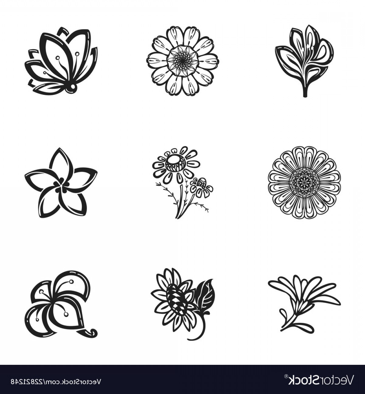 1200x1296 Vector Flower Icons Wallkeeper
