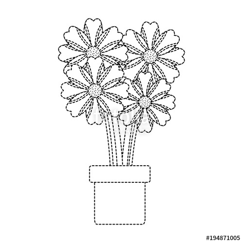 500x500 Potted Flower Natural Decoration Floral Icon Vector Illustration