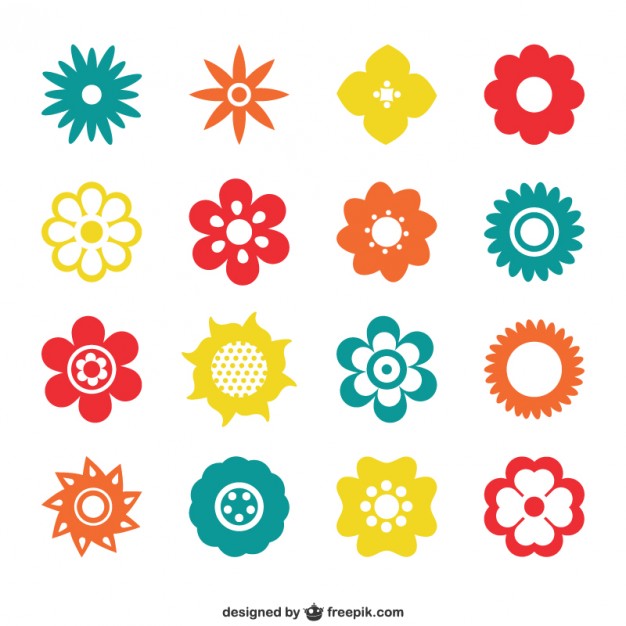 626x626 Colorful Flower Icons Vector Free Download