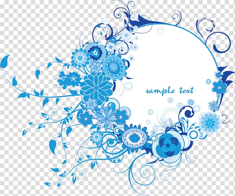 800x666 Sample Text Floral Illustration, Texture Free Blue Border Buckle