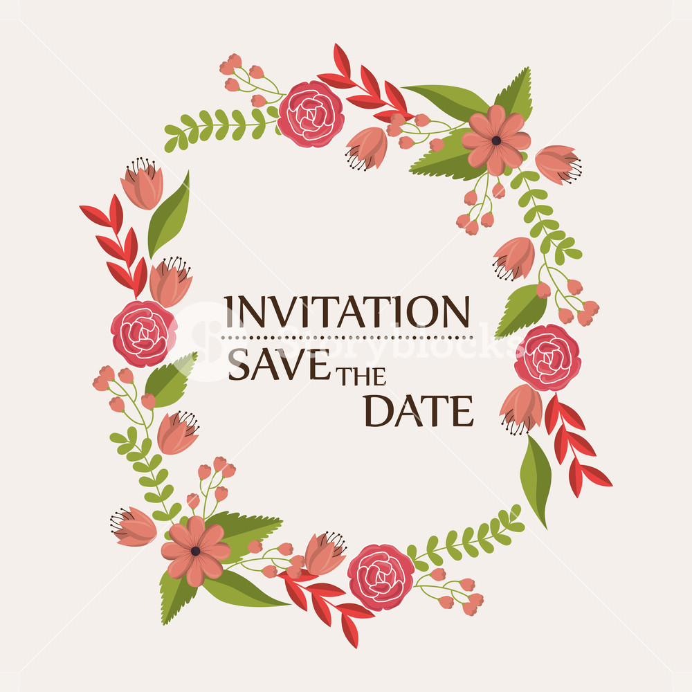 Floral Invitation Save The Date Vector Illustration Design Royalty 1000x1000 Floral Invitation Save The Date Vector Illustration Design Royalty