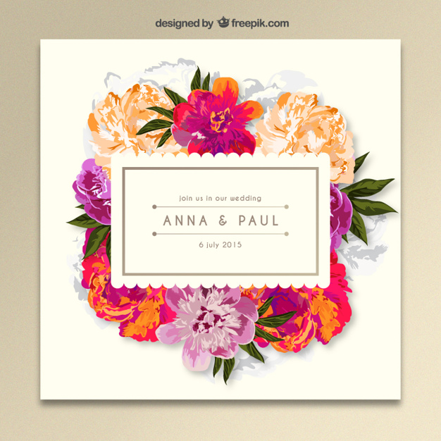Floral Wedding Invitation Vector Free Download 626x626 Floral Wedding Invitation Vector Free Download