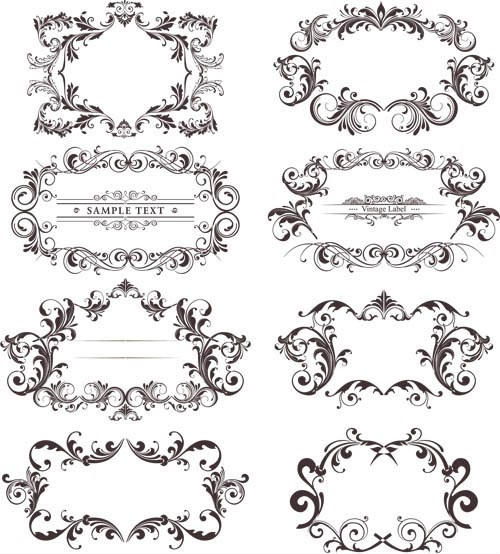 500x554 Vintage Black Floral Labels Vector Free Download