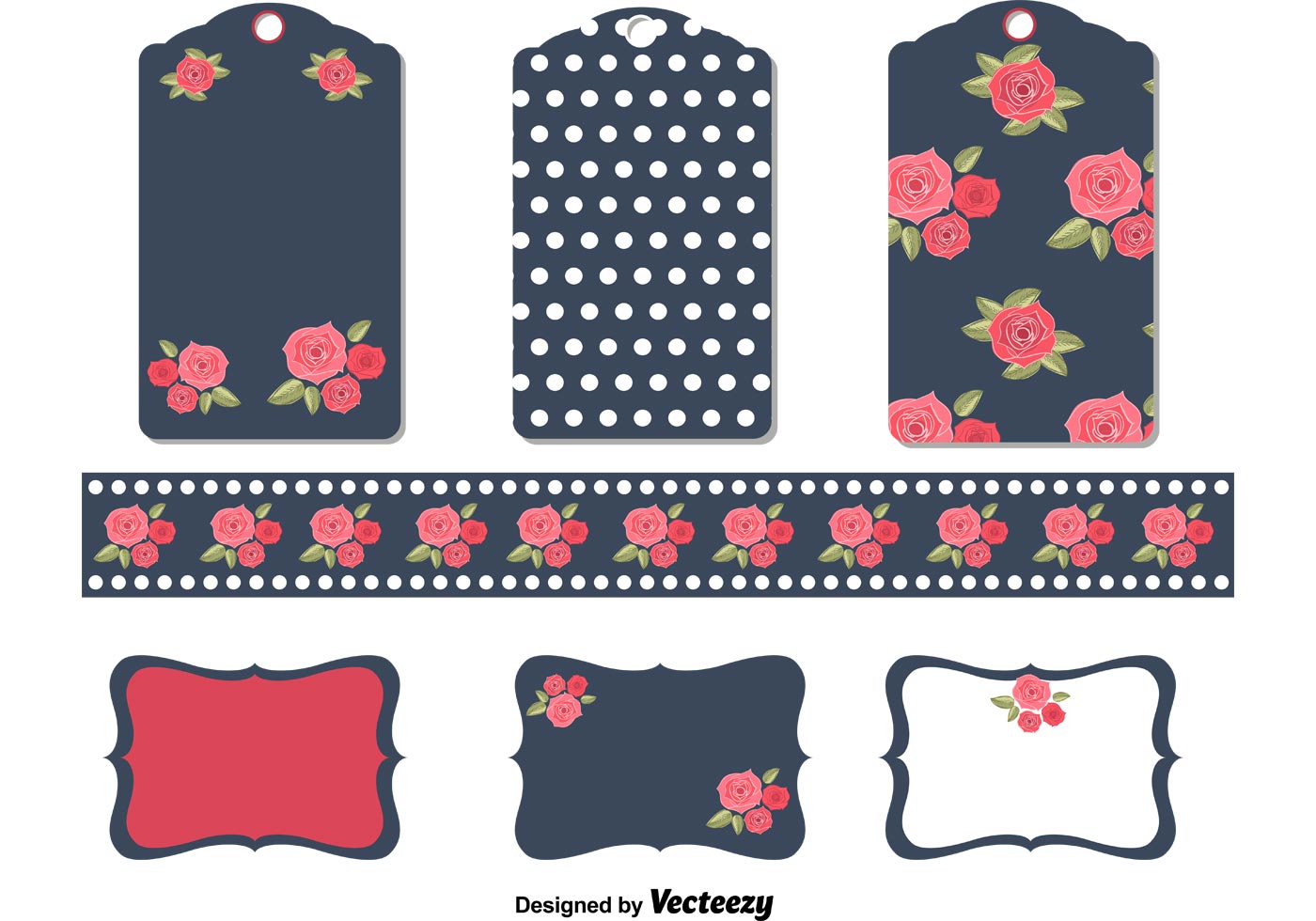 1400x980 Vintage Flower Label Vectors