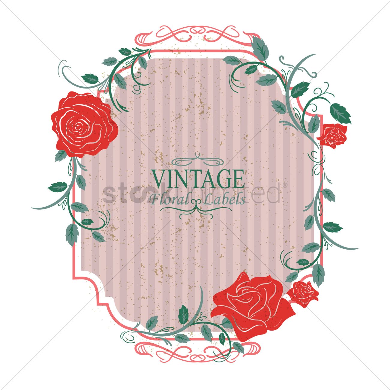 1300x1300 Vintage Floral Label Vector Image