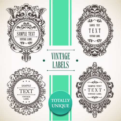 500x501 Vintage Floral Labels Vector Free Download