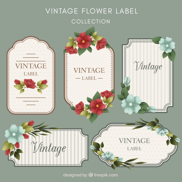 626x626 Vintage Pack Of Flat Floral Labels Vector Free Download