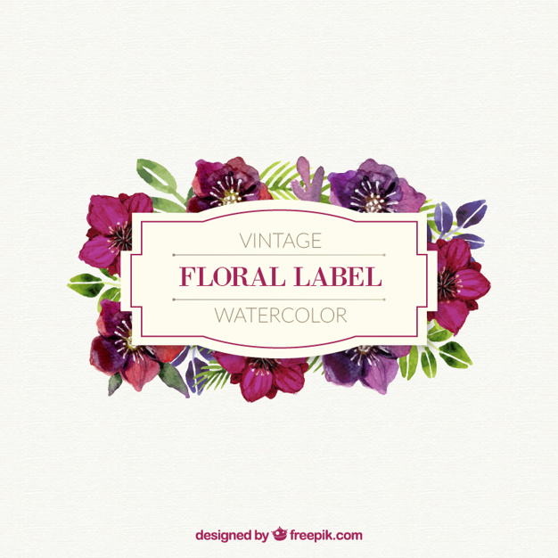 626x626 Watercolor Cute Floral Label In Vintage Style Vector Free Download