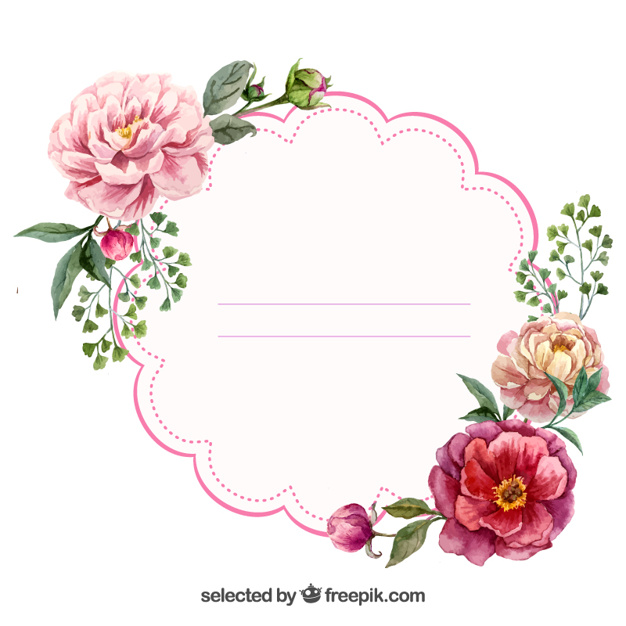 626x626 Watercolor Floral Label Vector Free Download