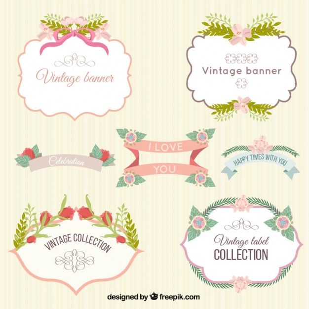 626x626 Vintage Cute Floral Labels Free Vector Floral Flourishes