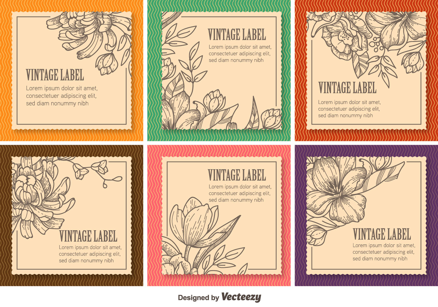1400x980 Floral Label Free Vector Art