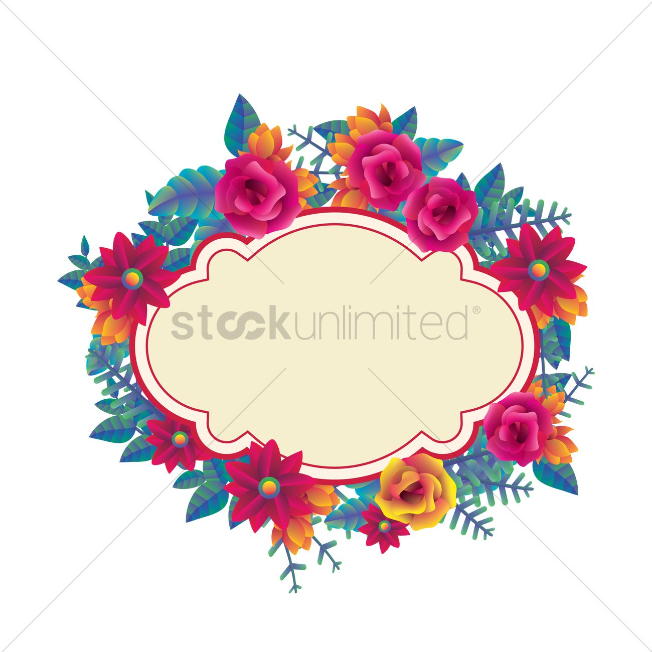 1300x1300 Floral Label Design Vector Image