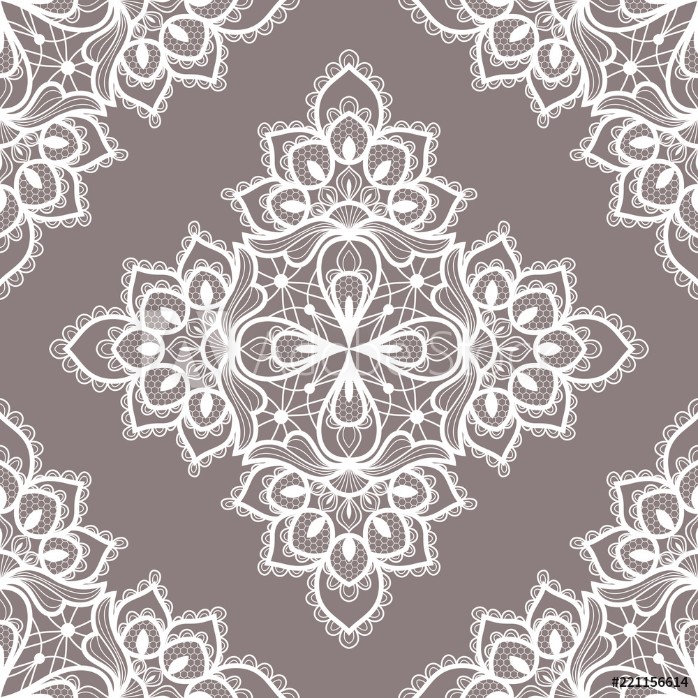 1000x1000 Photo Art Print White Floral Lace Seamless Pattern Vector
