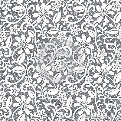 400x400 Seamless Lace Floral Pattern On Gray Background