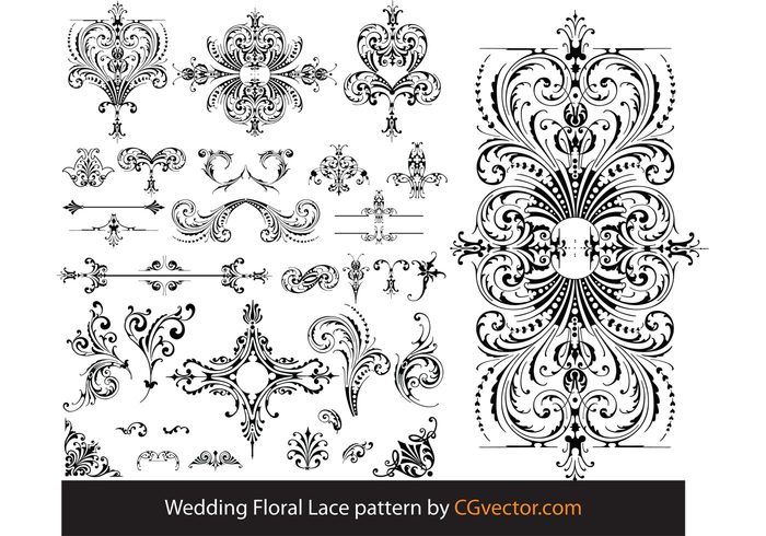 700x490 Wedding Floral Lace Pattern Vector