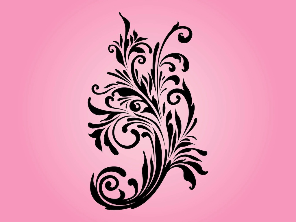 1024x768 Floral Swirls Vector Art Graphics