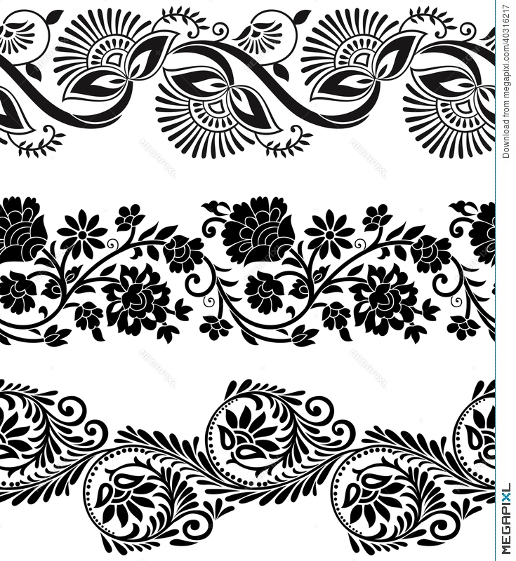 735x800 Floral Vector Borders Illustration