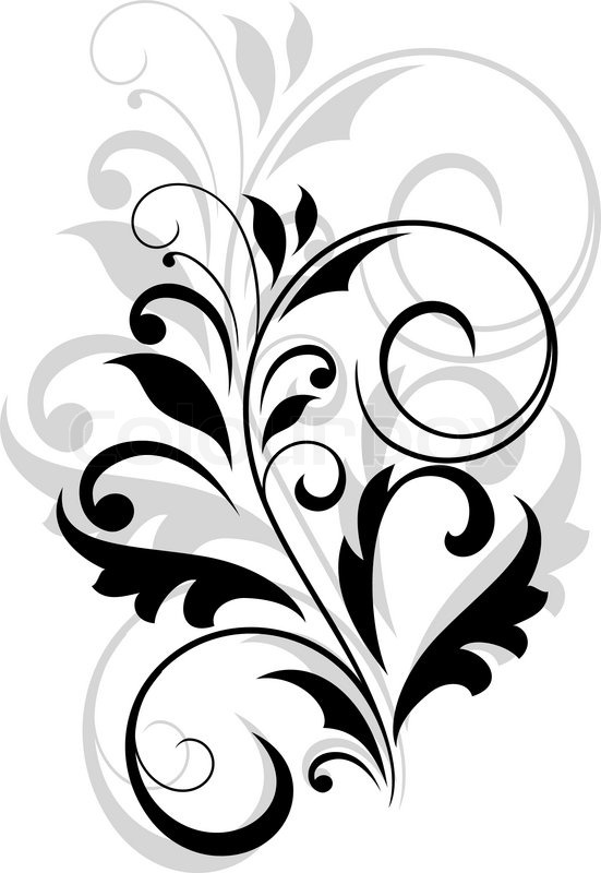 551x800 Floral Motif Of Leaves And Swirl Stock Vector Colourbox