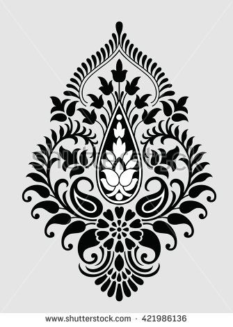335x470 Traditional Indian Motif Floral Pattern Vector, Folk