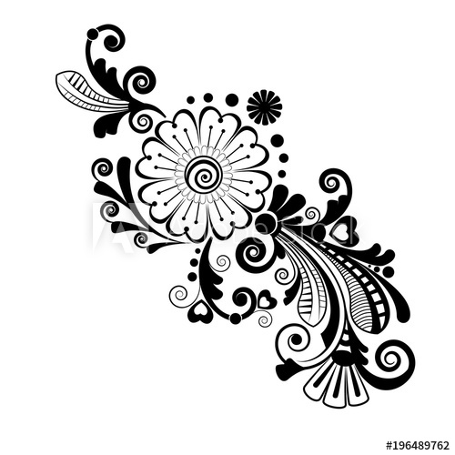 500x500 Vector Vintage Floral Background Black And White Pattern