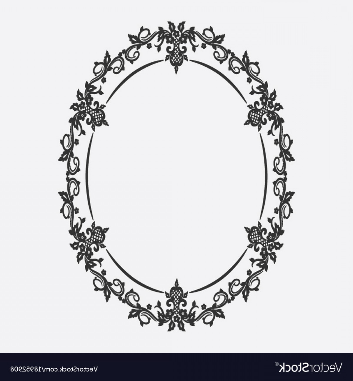 1200x1296 Oval Vintage Frame Floral Ornament Vector Handandbeak