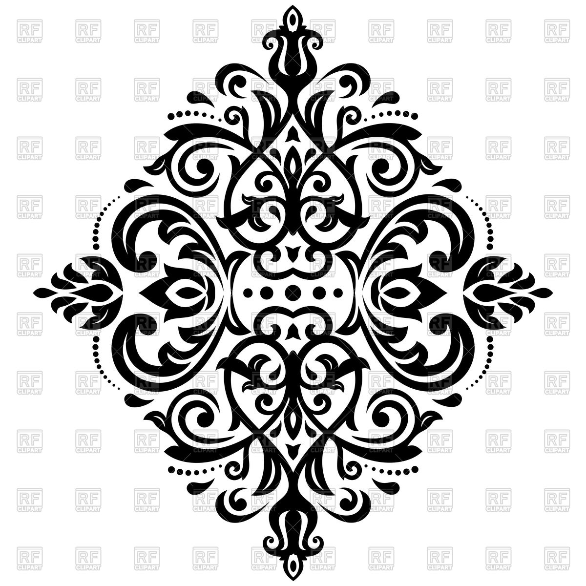1200x1200 Damask Black Floral Ornament Vector Image Of Backgrounds, Textures