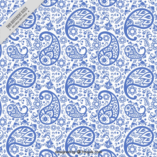 626x626 Hand Drawn Blue Floral Paisley Background Vector Free Download