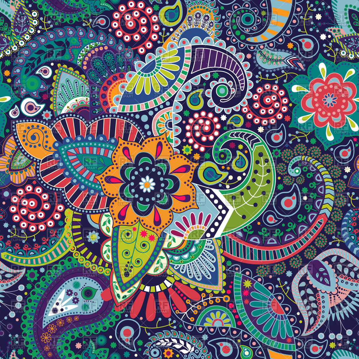 Floral Paisley Vector at Vectorified.com | Collection of Floral Paisley ...