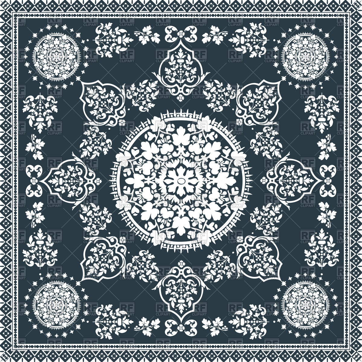 1200x1200 Victorian Floral Paisley Ornamental Rug Vector Image