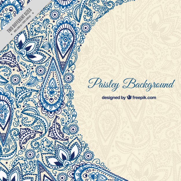 626x626 Blue Sketches Floral Paisley Background Vector Free Download