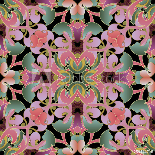 500x500 Colorful Beautiful Floral Paisley Vector Seamless Pattern