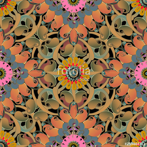 500x500 Colorful Floral Paisley Vector Seamless Pattern Elegance Flourish