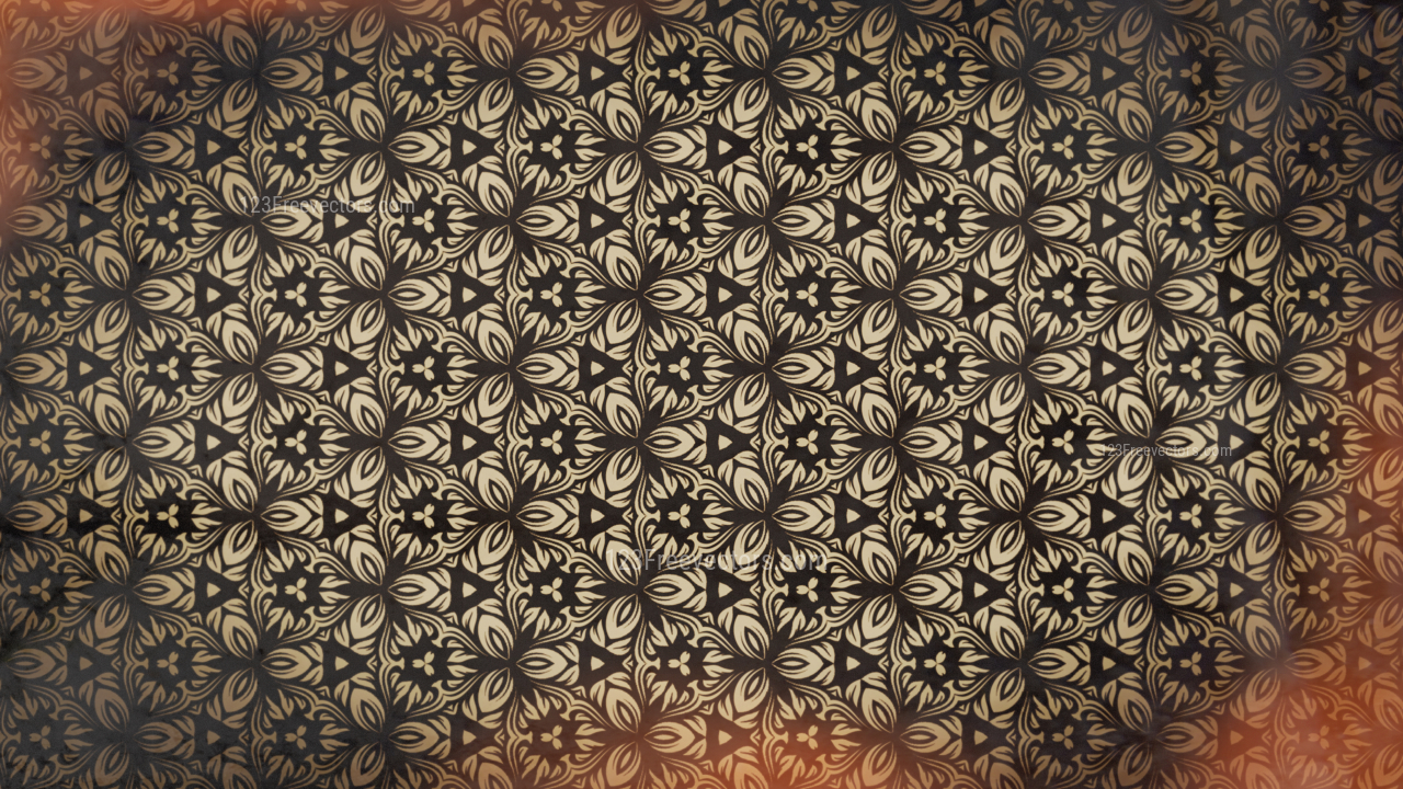 1280x720 Red And Brown Vintage Floral Pattern Background
