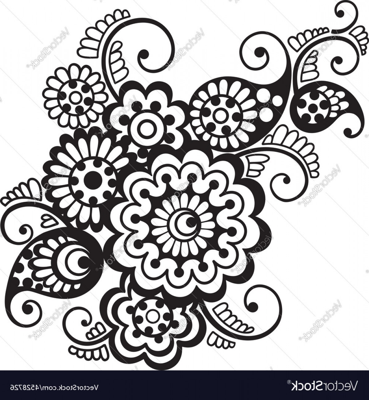 1196x1296 Floral Pattern Element Indian Ornament Vector Handandbeak