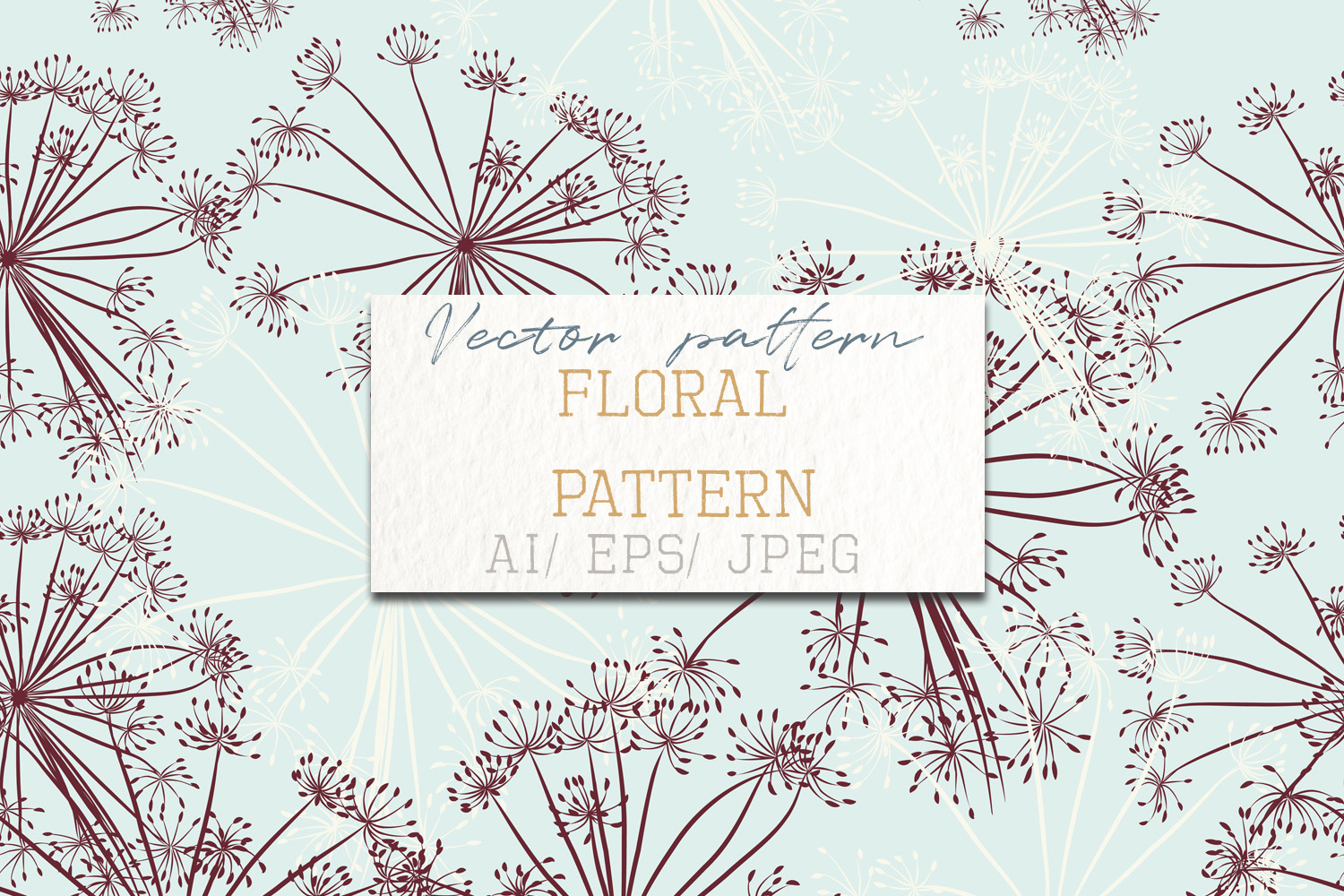 1500x1000 Floral Pattern Vector Vintage Elegant Style, Soft Blue Color