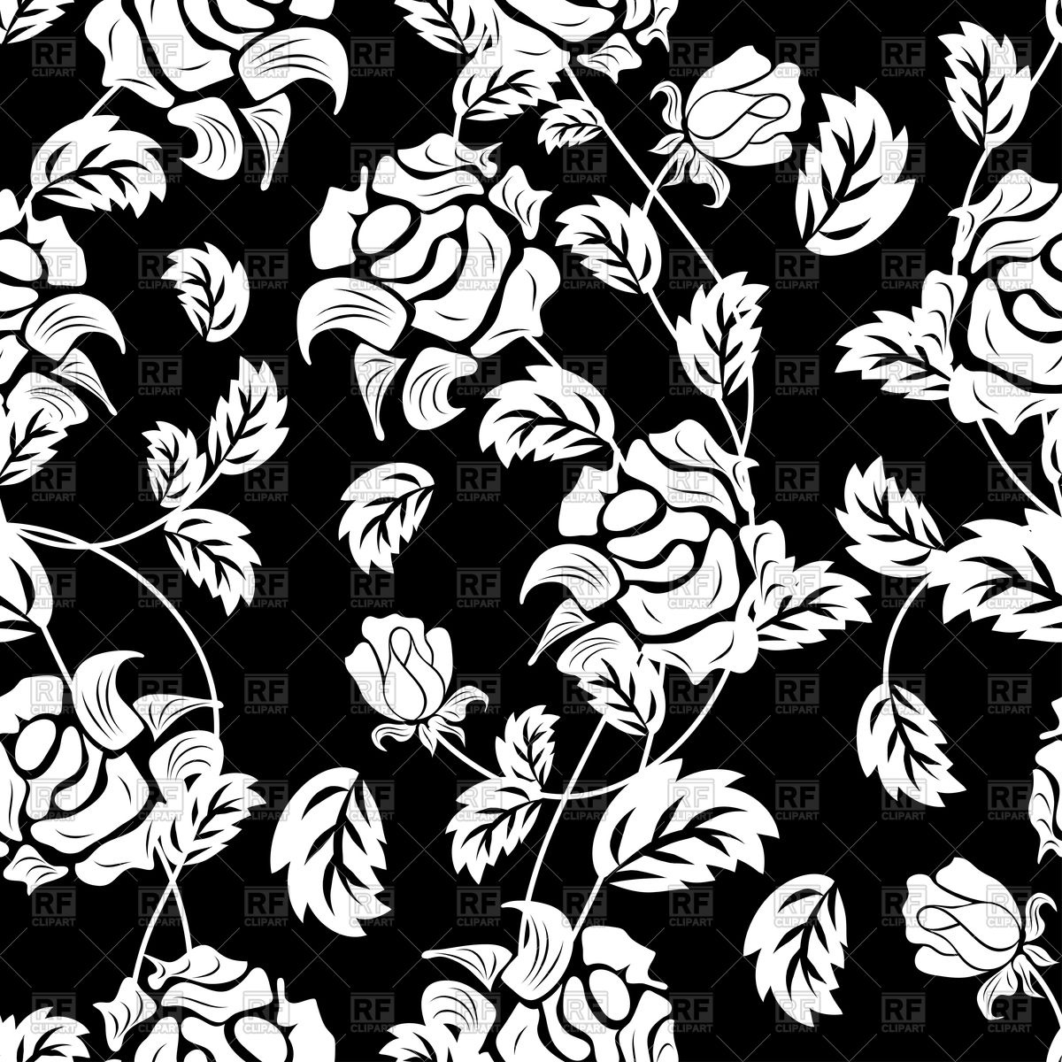 1200x1200 Seamless Black Floral Pattern Vector Image Of Backgrounds
