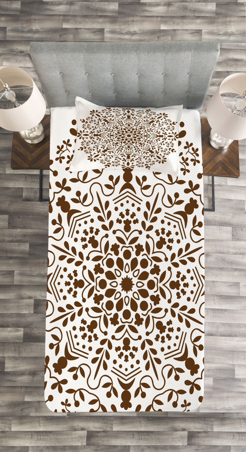 817x1500 Mandala Quilted Bedspread Pillow Shams Set, Abstract Vector