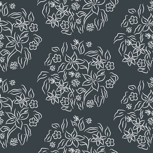 300x300 Seamless Vector Pattern Floral Print Sketched Flower Blue