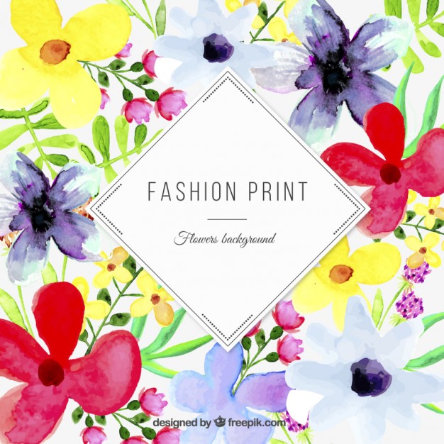 626x626 Watercolor Floral Print Vector Free Download