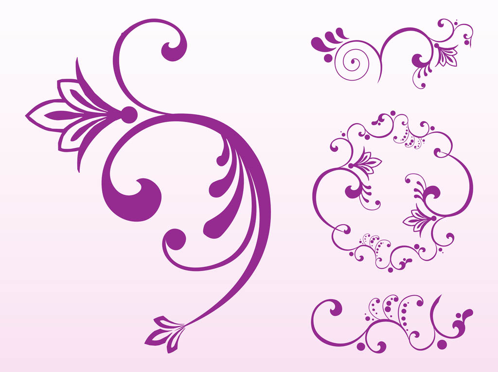1024x765 Floral Scroll Set Vector Art Graphics