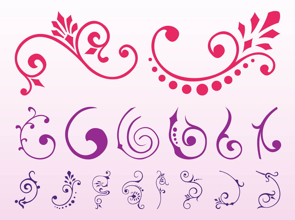 1024x765 Floral Scrolls Graphics Set Vector Art Graphics