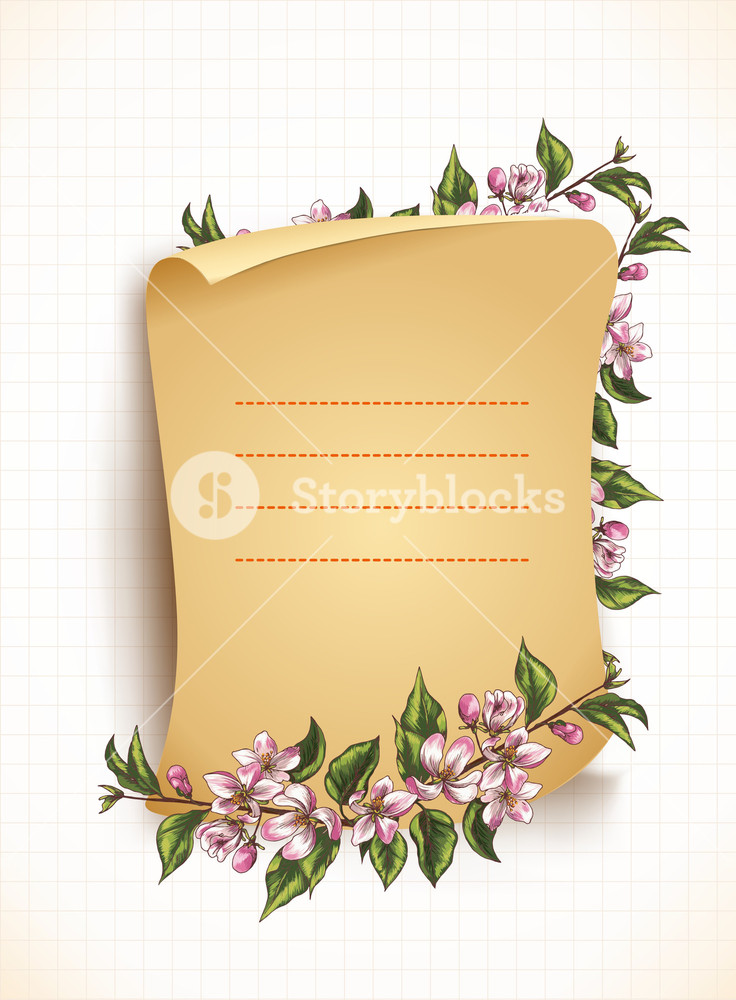 736x1000 Floral Vector Background With Scroll Royalty Free Stock Image