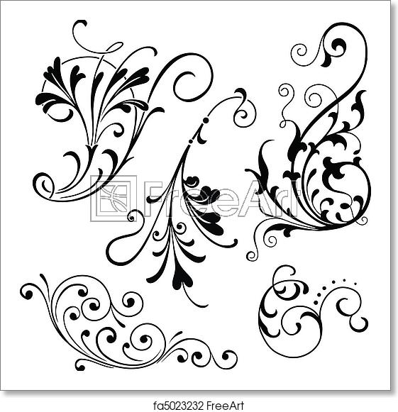 Floral Scroll Vector at Collection of Floral Scroll