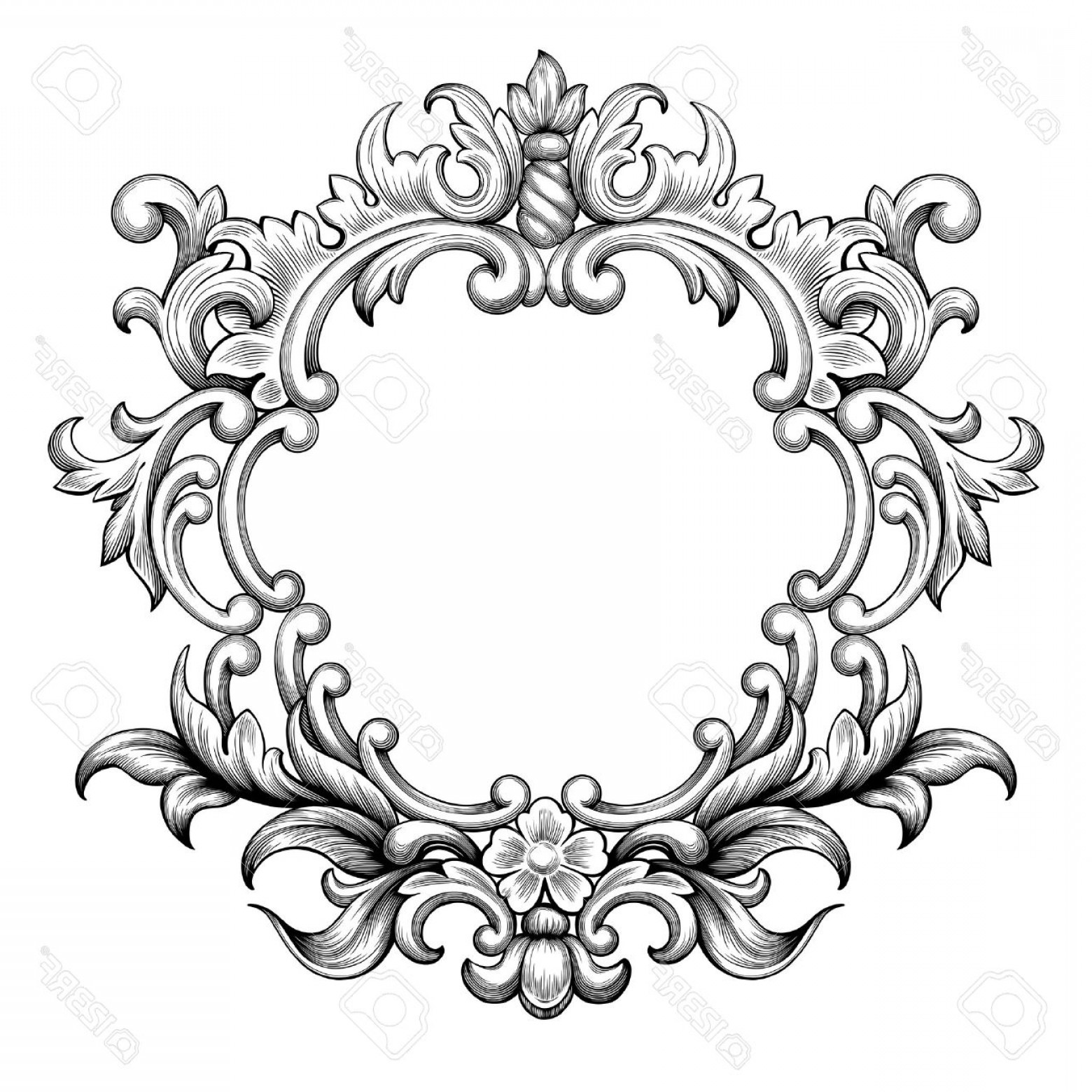 1560x1560 Photostock Vector Vintage Baroque Frame Border Leaf Scroll Floral