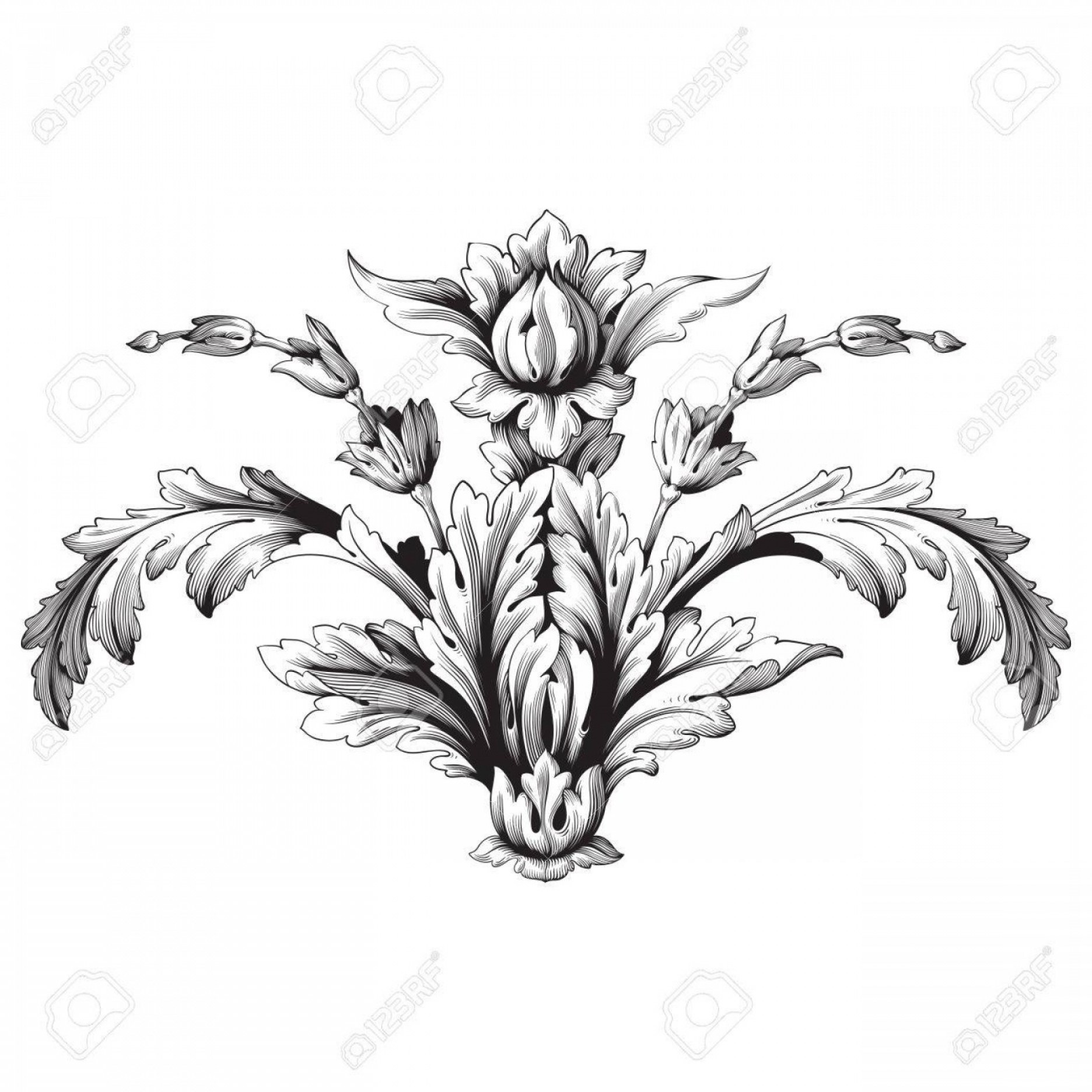 1872x1872 Photostock Vector Vintage Baroque Frame Scroll Ornament Engraving