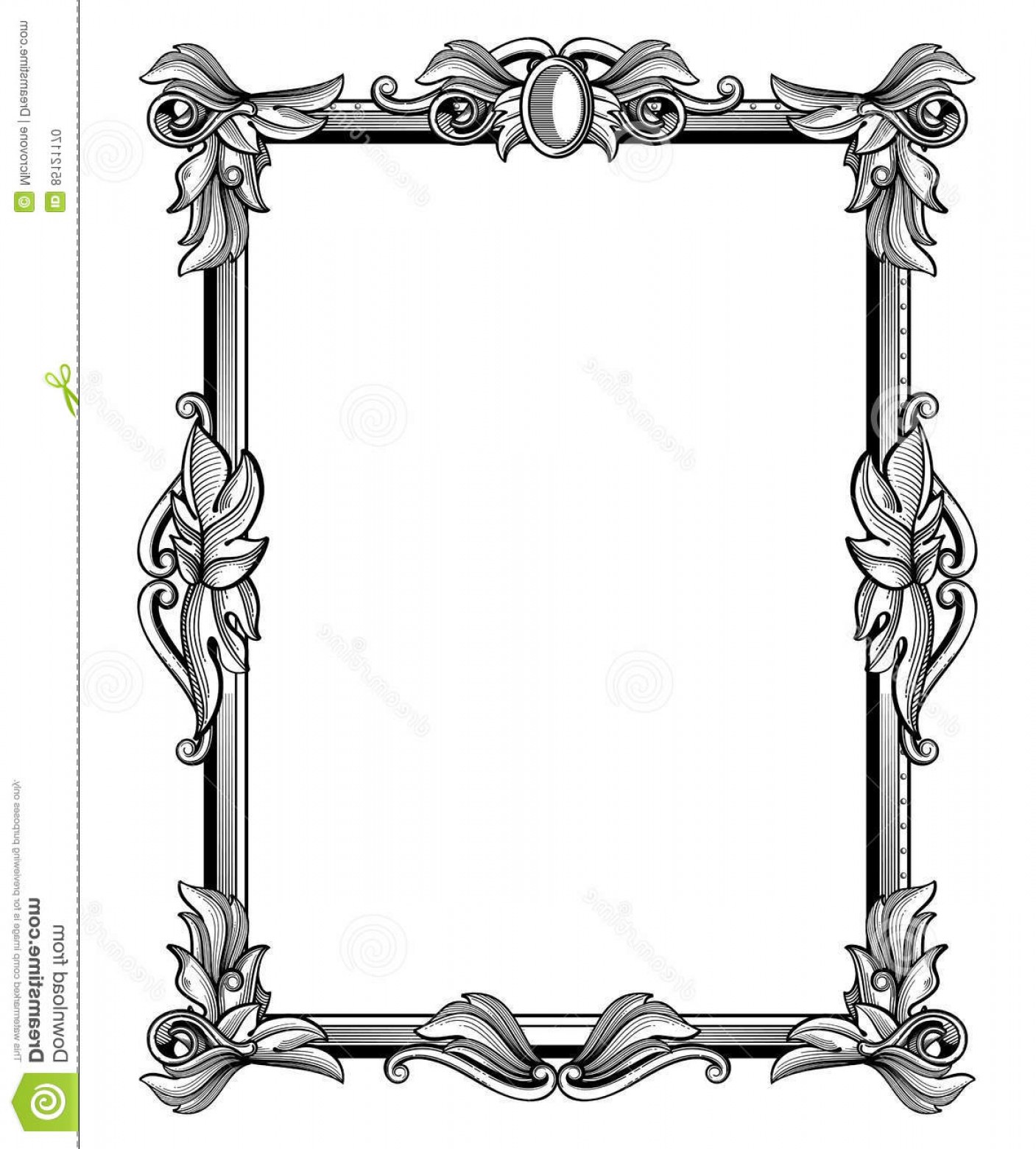 1407x1560 Stock Illustration Retro Antique Baroque Border Frame Scroll