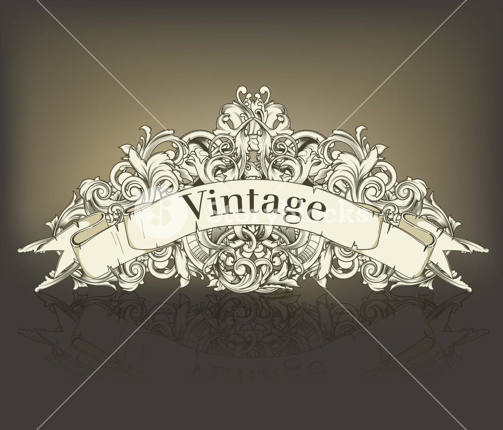 1000x854 Vintage Floral With Scroll Vector Illustration Royalty Free Stock