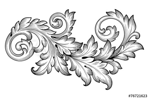 500x334 Vintage Baroque Foliage Floral Scroll Ornament Vector